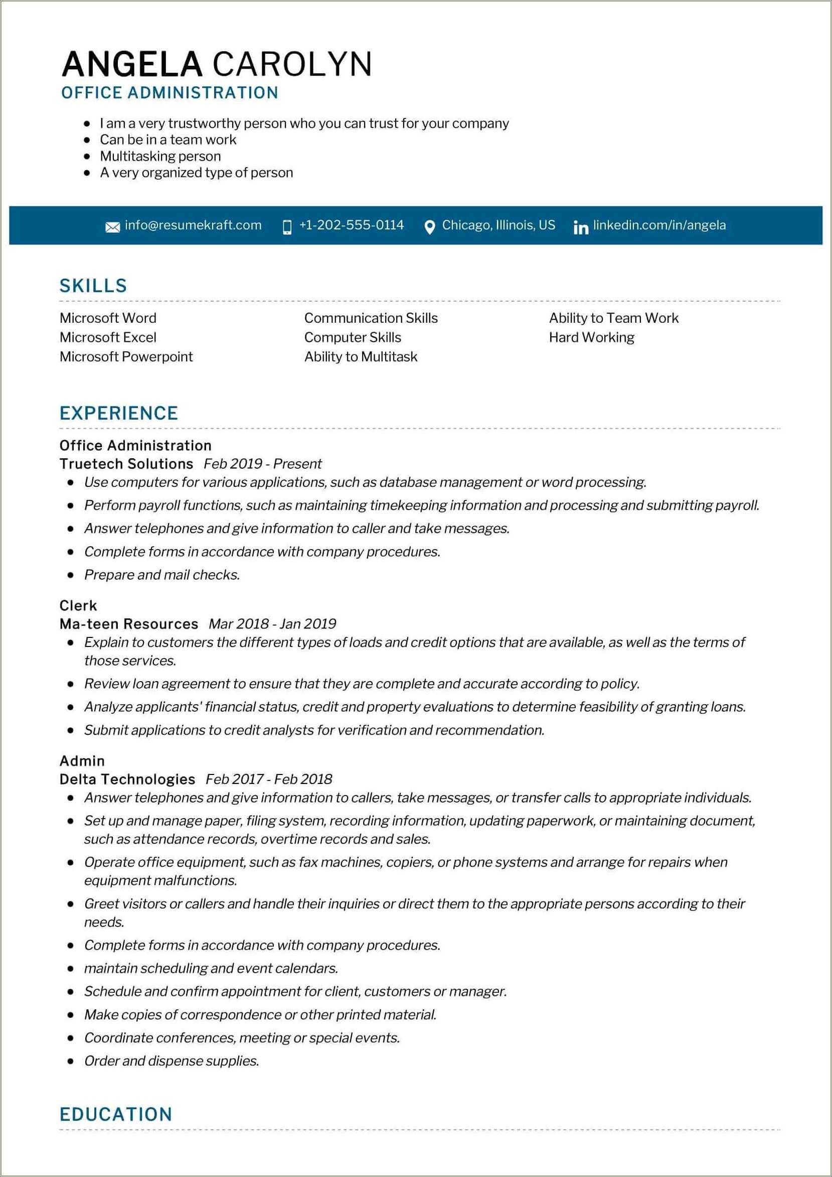 example-of-resume-for-office-administrator-manufacturing-resume