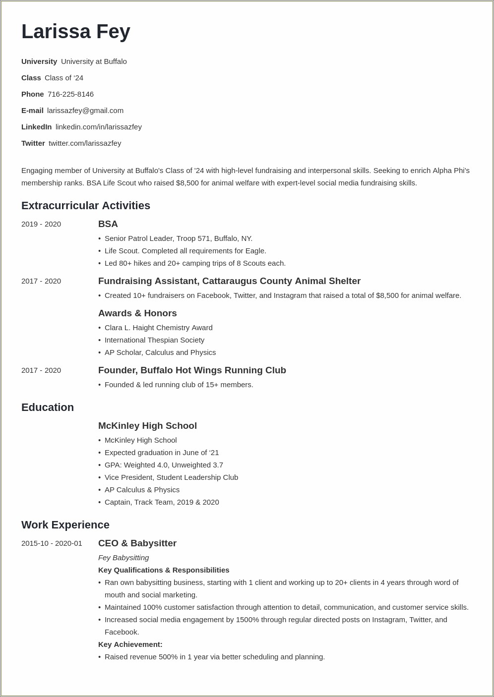 Example Of Sorority Recruitment Resume Resume Example Gallery