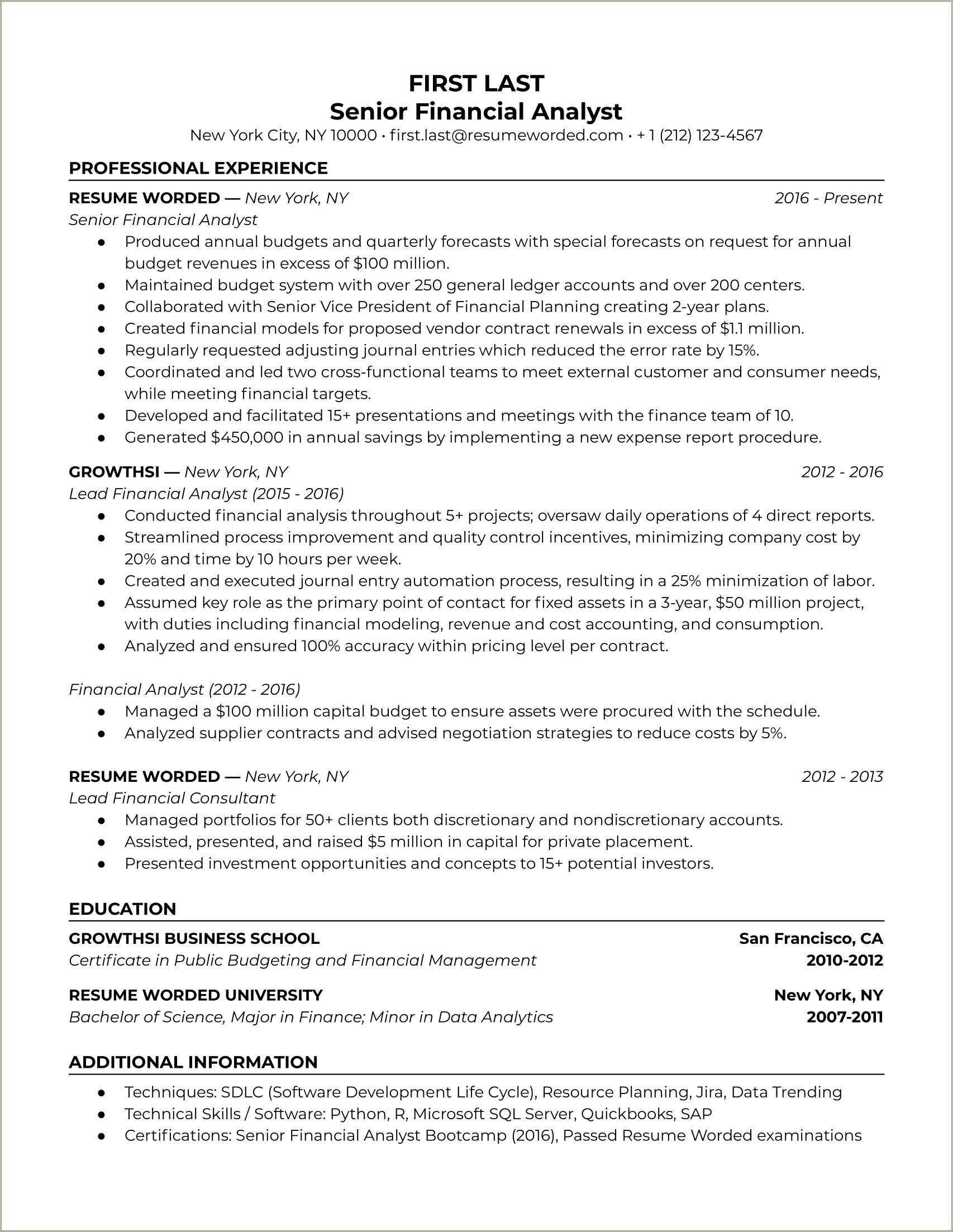 Example Of Work History On Resume Resume Example Gallery