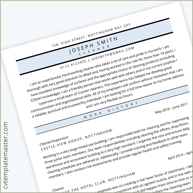 example-resume-for-cleaning-position-resume-example-gallery