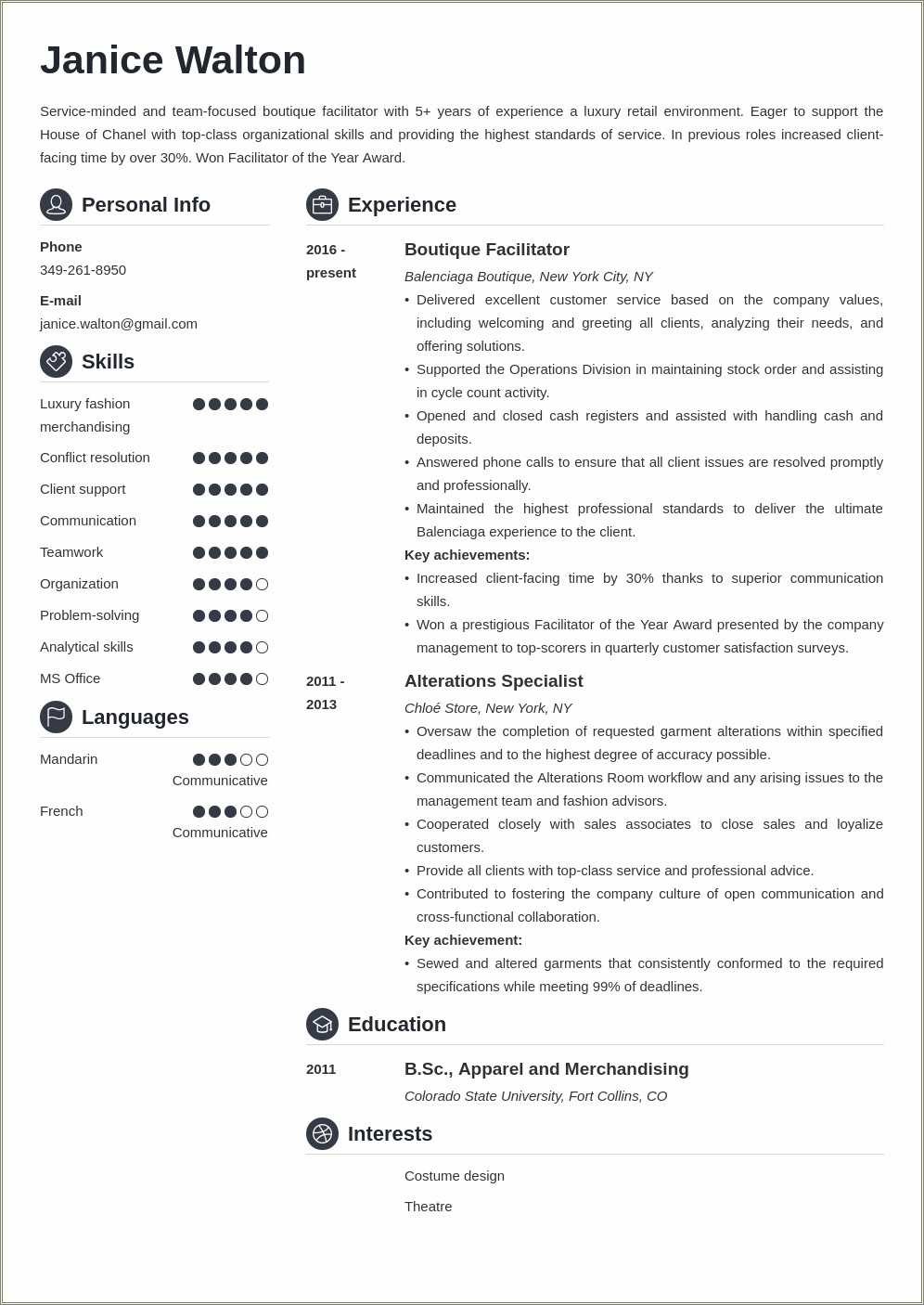 Example Of Resume For Clothing Store Resume Example Gallery