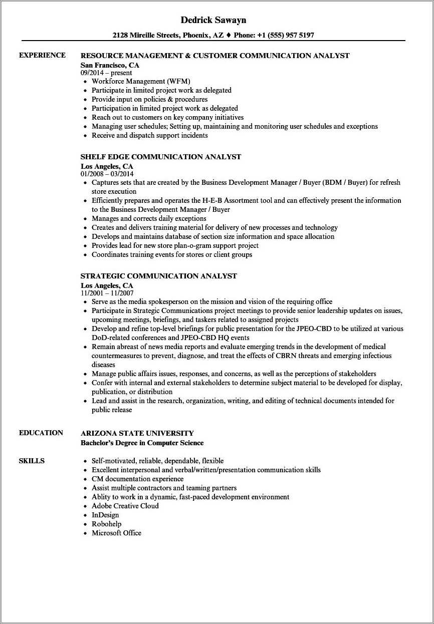 Communication Skills On Resumes Examples Resume Example Gallery