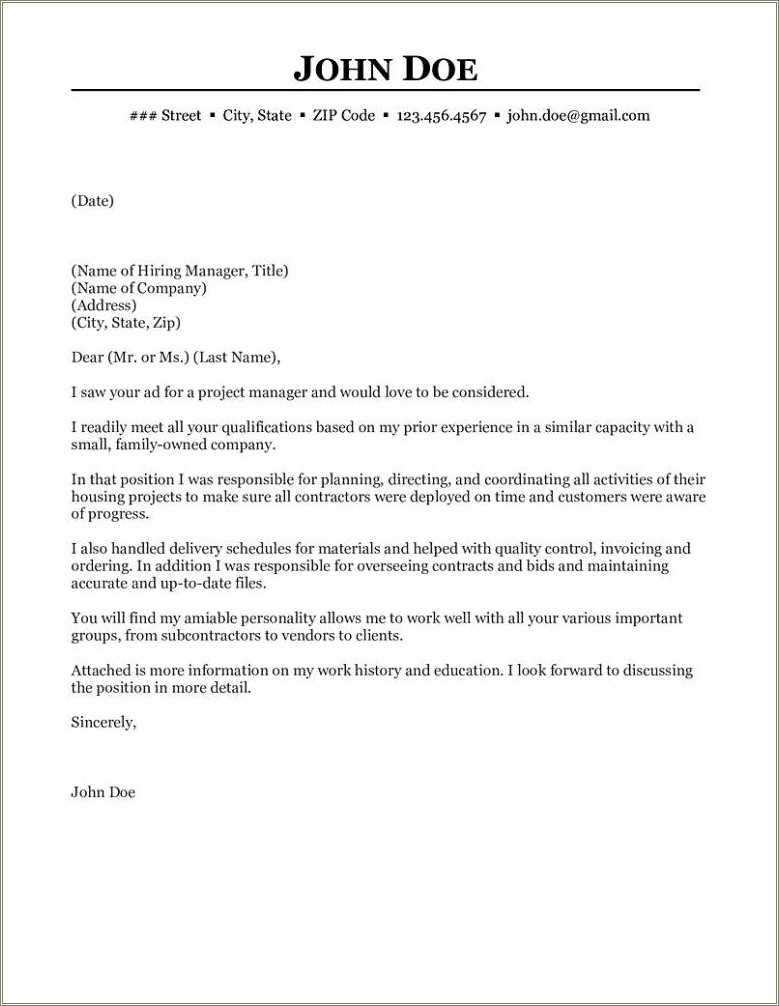 Examples Of Construction Resume Cover Letters - Resume Example Gallery