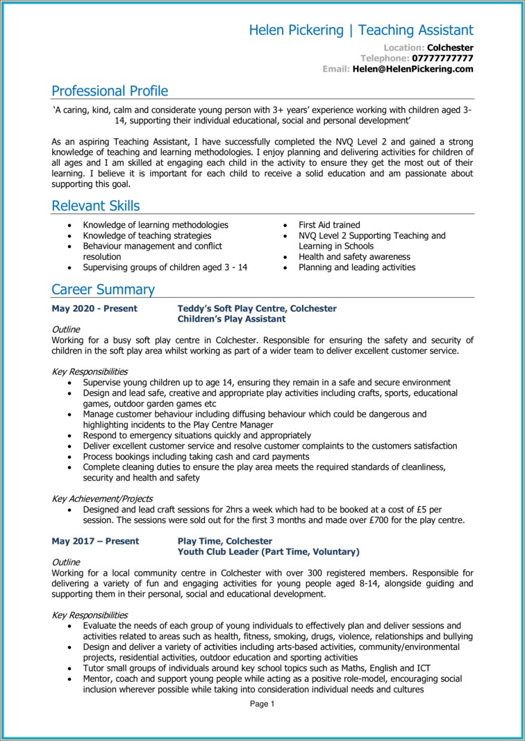 Examples Of Education Support Resume - Resume Example Gallery