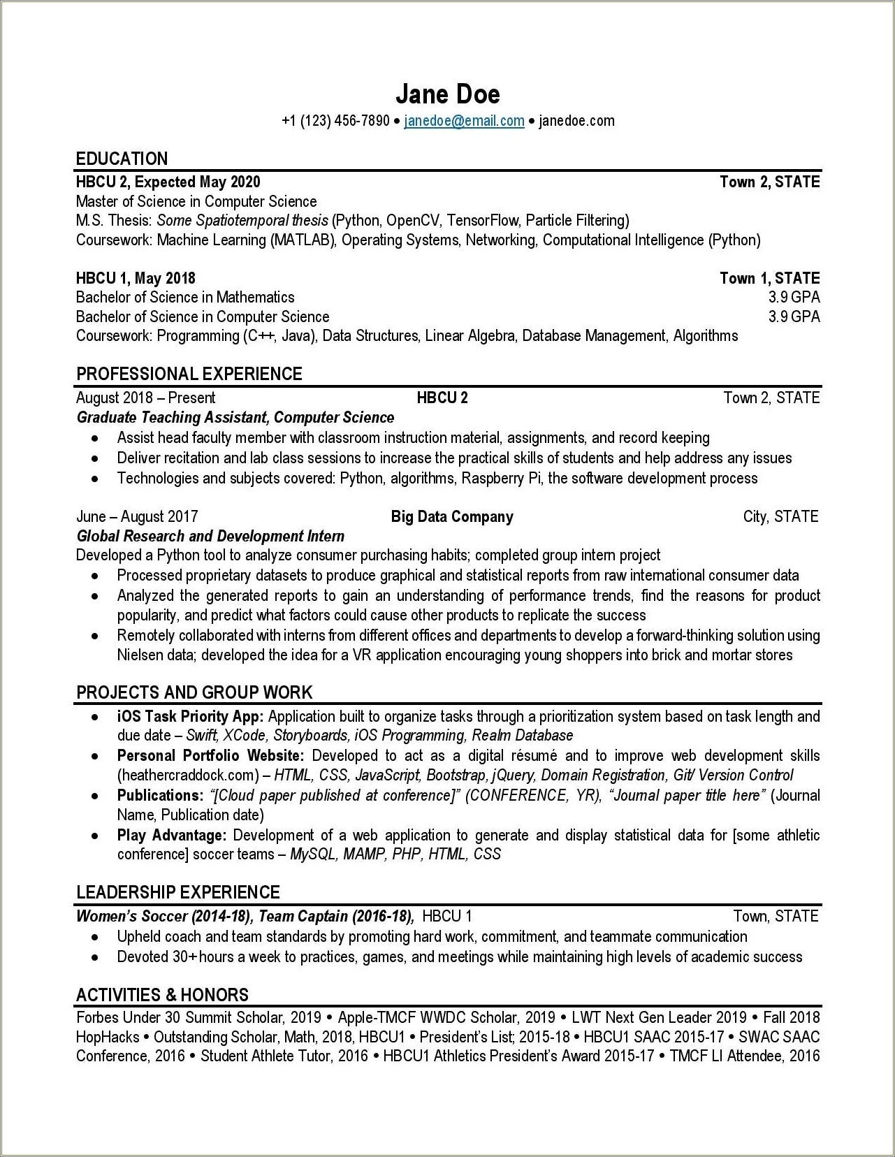 Sample Computer Vision Resumes Entry Level - Resume Example Gallery