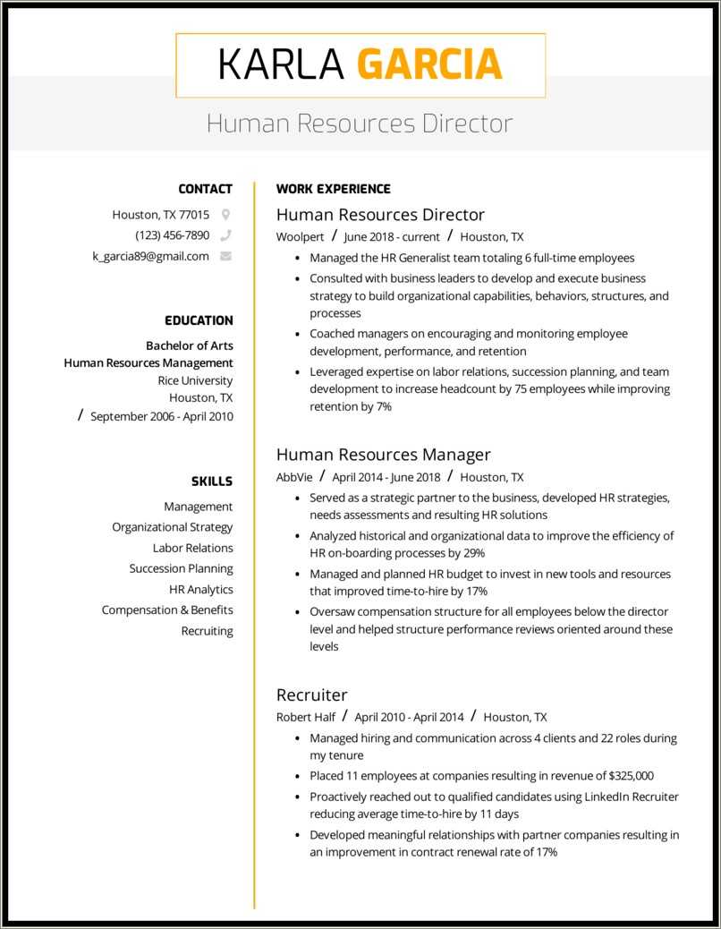 Hr Executive Description For Resume