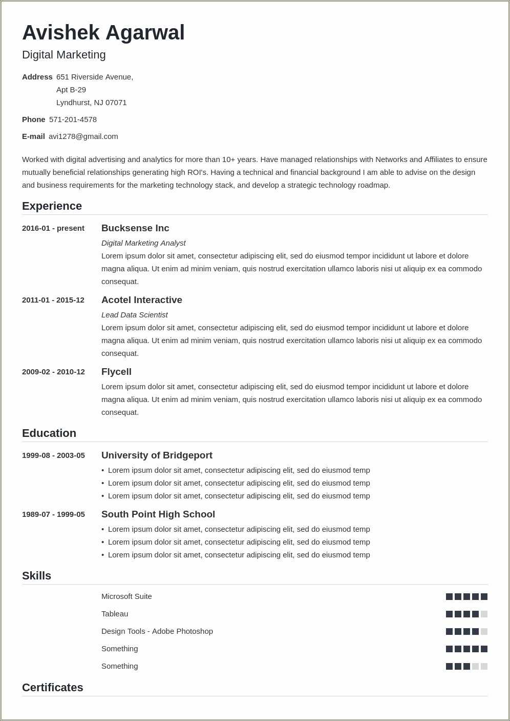 Marketing Skills Examples For Resume