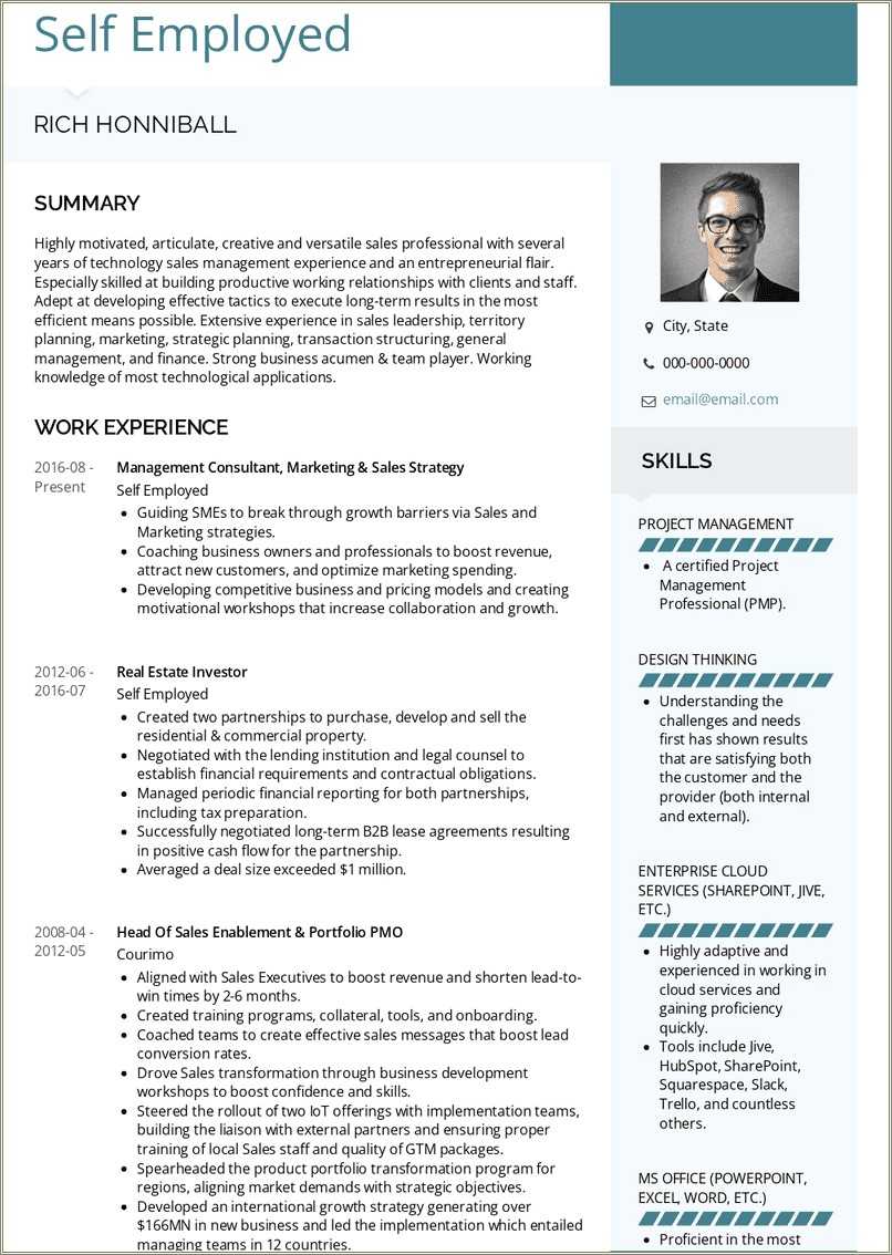 Sample Self Employed Resume Examples - Resume Example Gallery