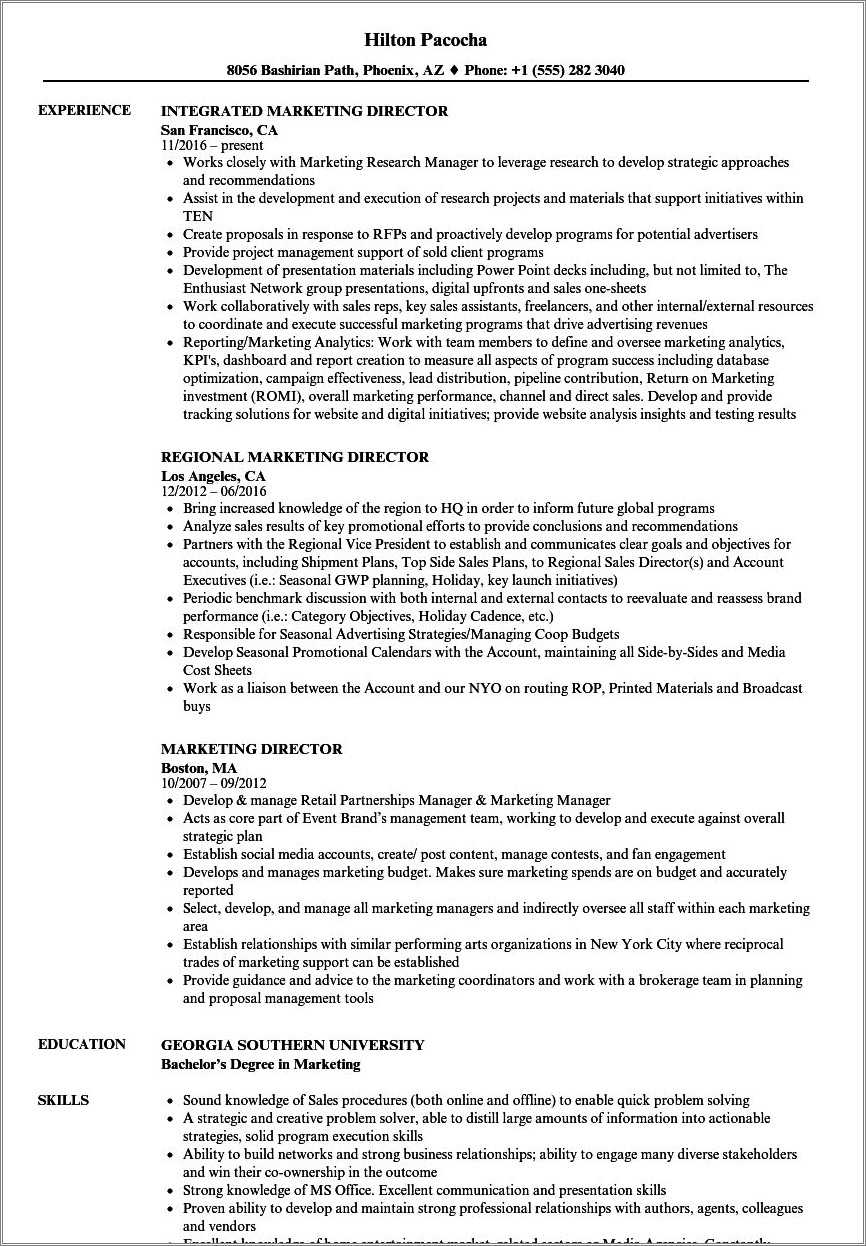 Examples Of Star Method Marketing Resume Resume Example Gallery