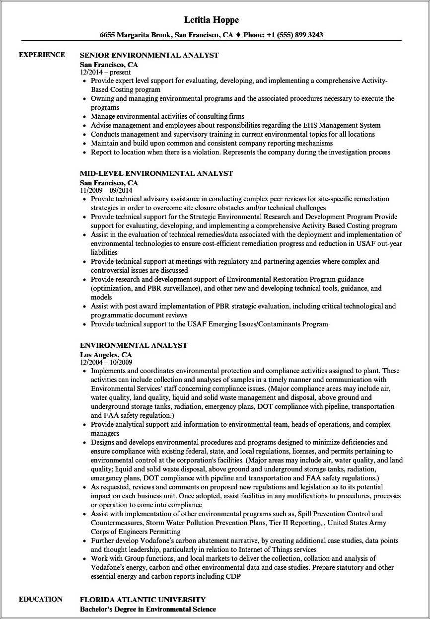 Environmental Lab Technician Resume Example - Resume Example Gallery