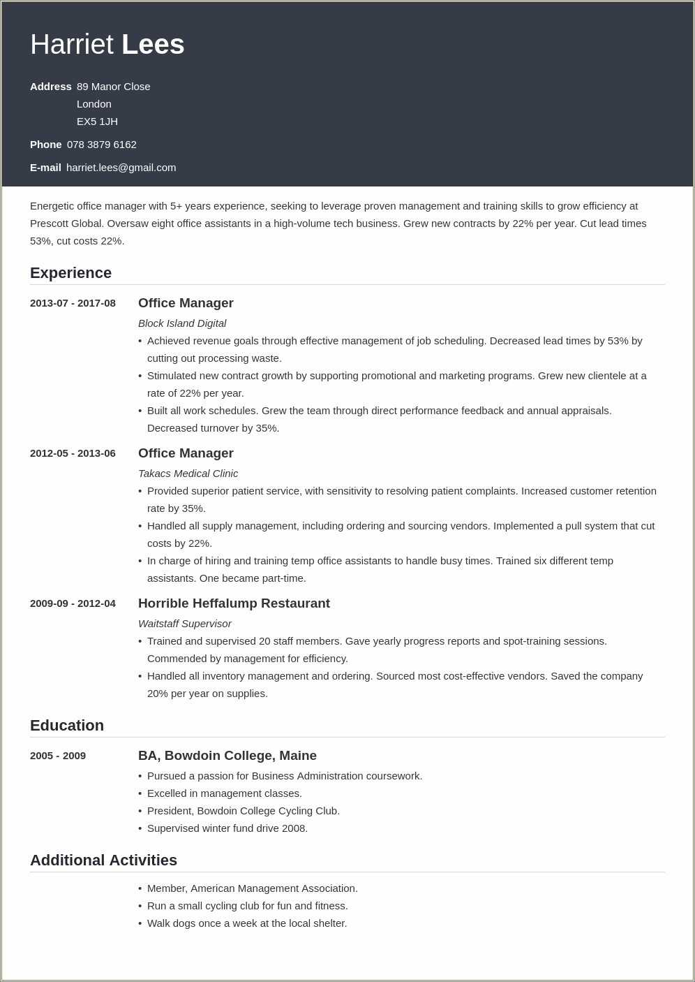 Executive Office Manager Job Description For Resume Resume Example 