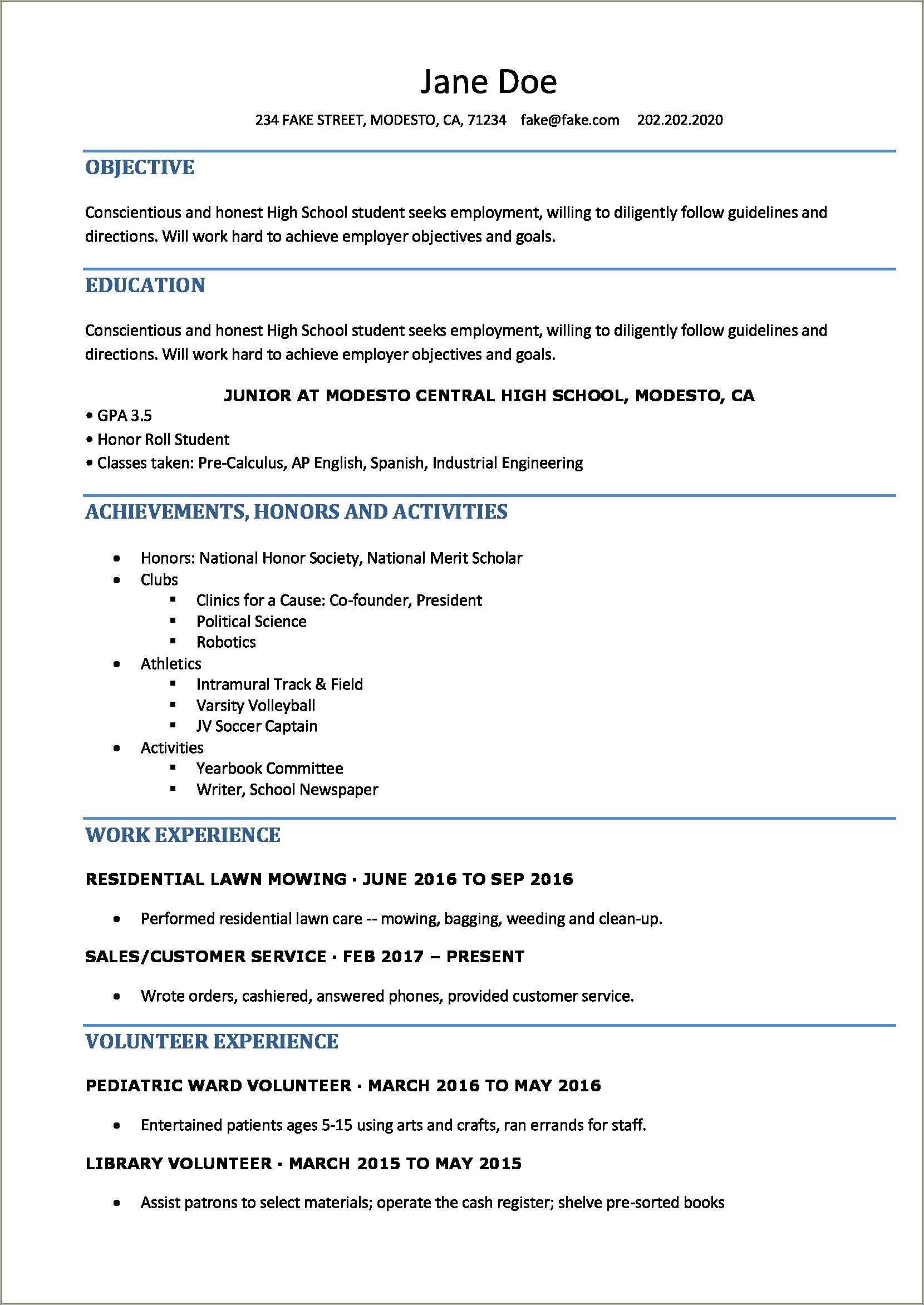 experience-as-a-senior-high-school-student-resume-resume-example-gallery