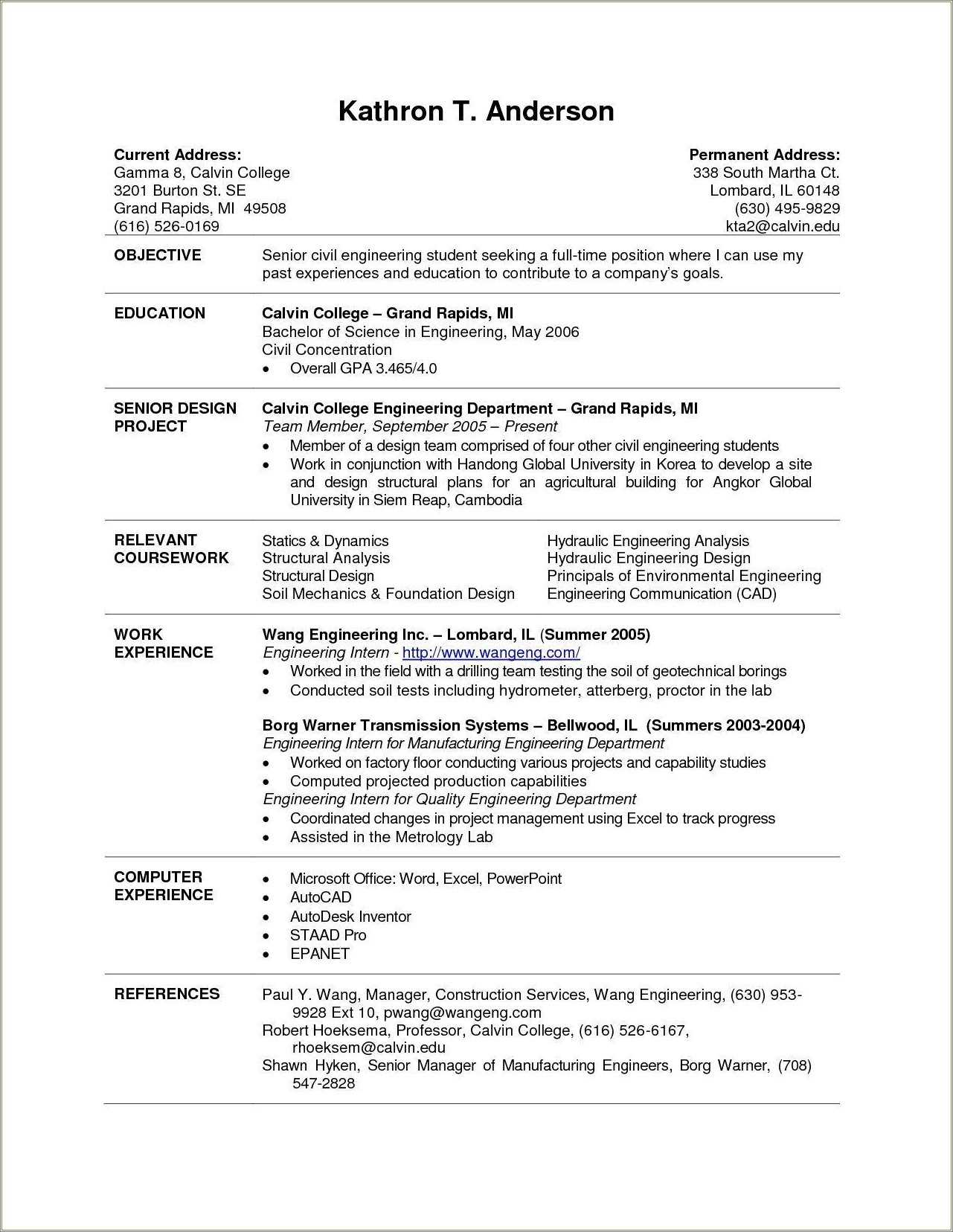 Resume Examples For 20 Years Experience