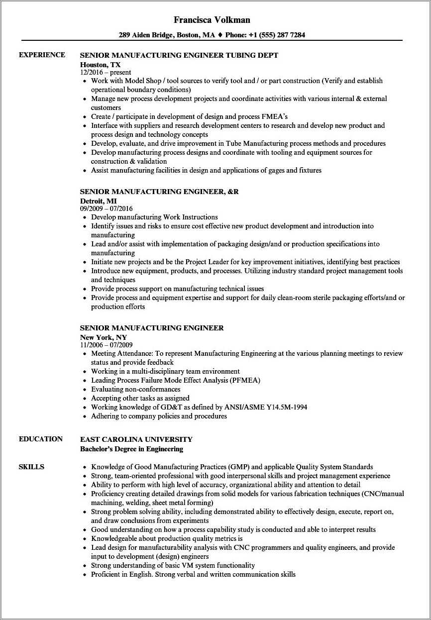 Failure Analysis Engineer Resume Sample - Resume Example Gallery