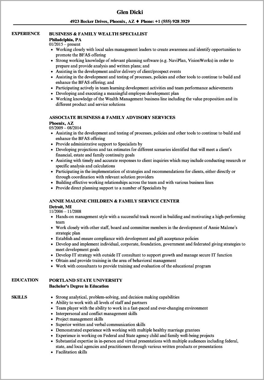 Family Partner Resume Examples Highlights Resume Example Gallery