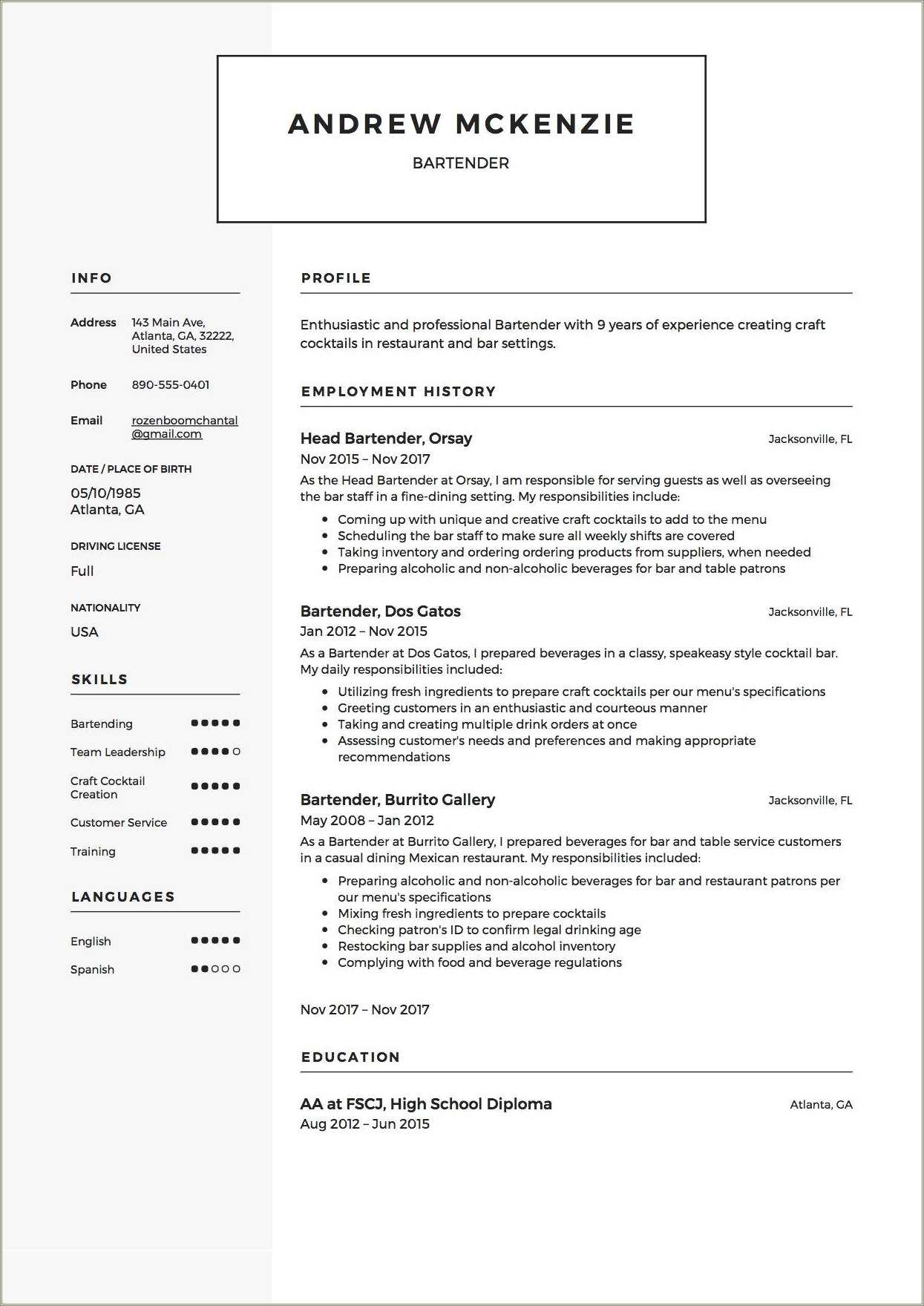 Resume Sample Of Tender Executive - Resume Example Gallery