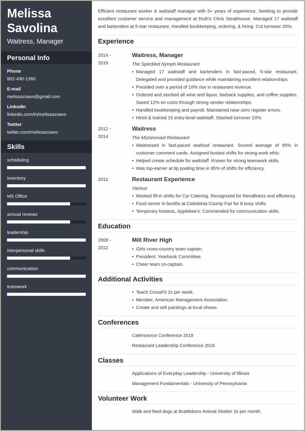 Fast Food Summary Resume Sample Resume Example Gallery