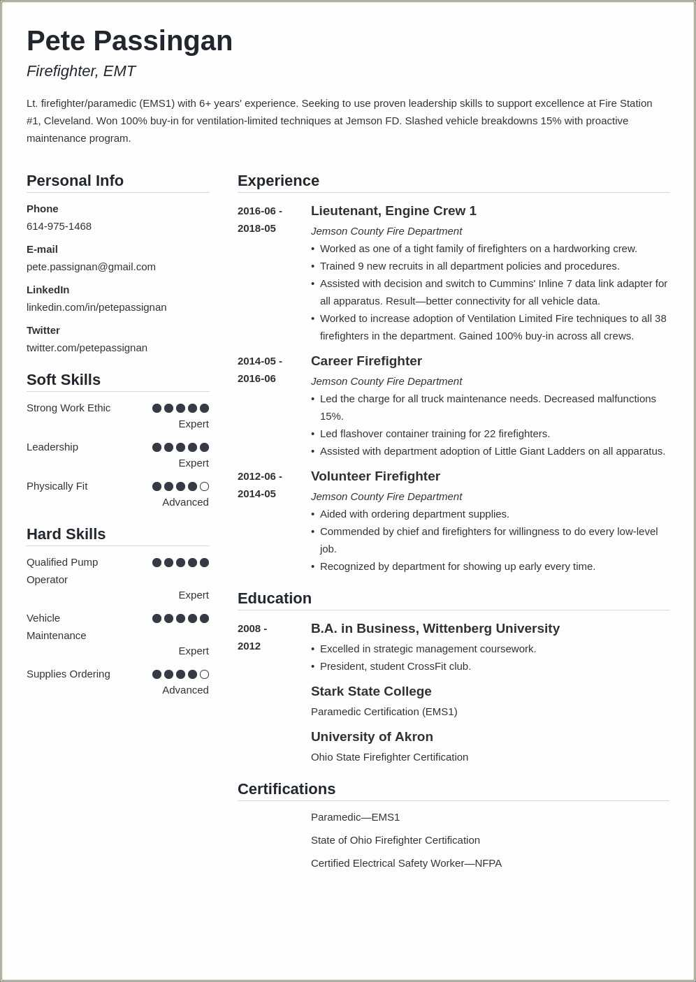 Fire And Safety Resume Sample - Resume Example Gallery