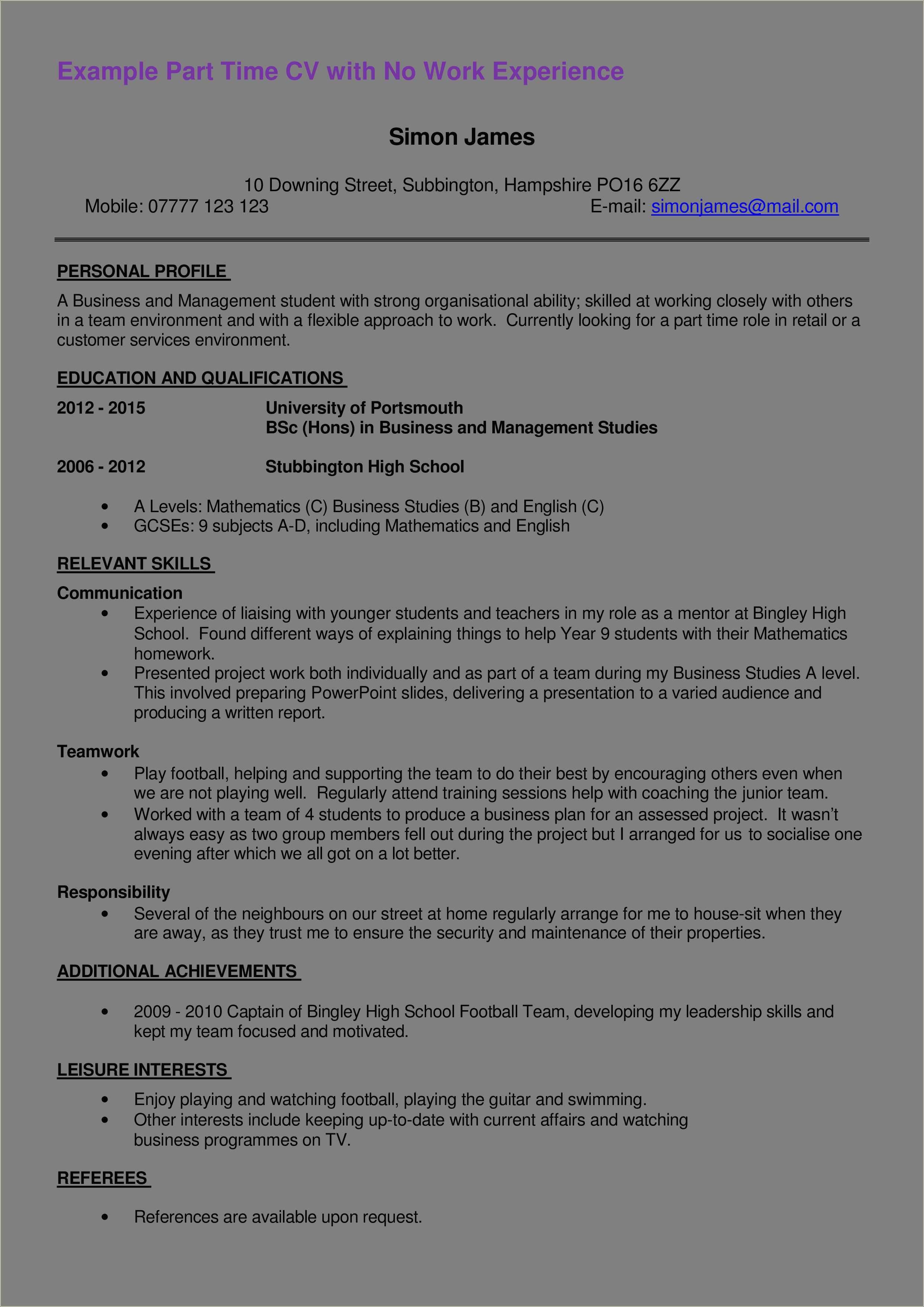 First Job High School Student Resume Sample - Resume Example Gallery