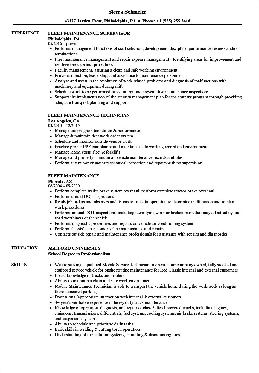 fleet-service-clerk-resume-sample-resume-example-gallery