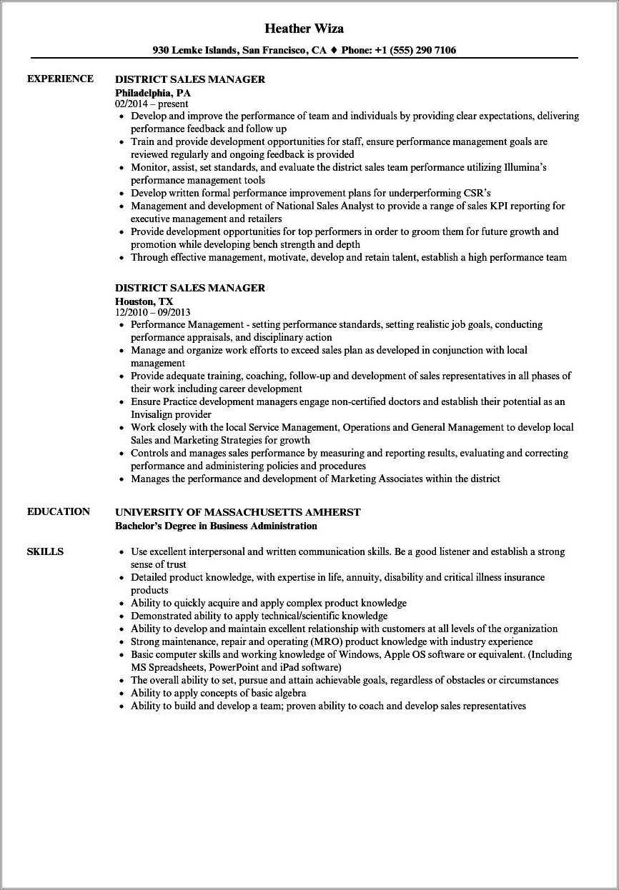 Fmcg Sales Representative Resume Sample - Resume Example Gallery