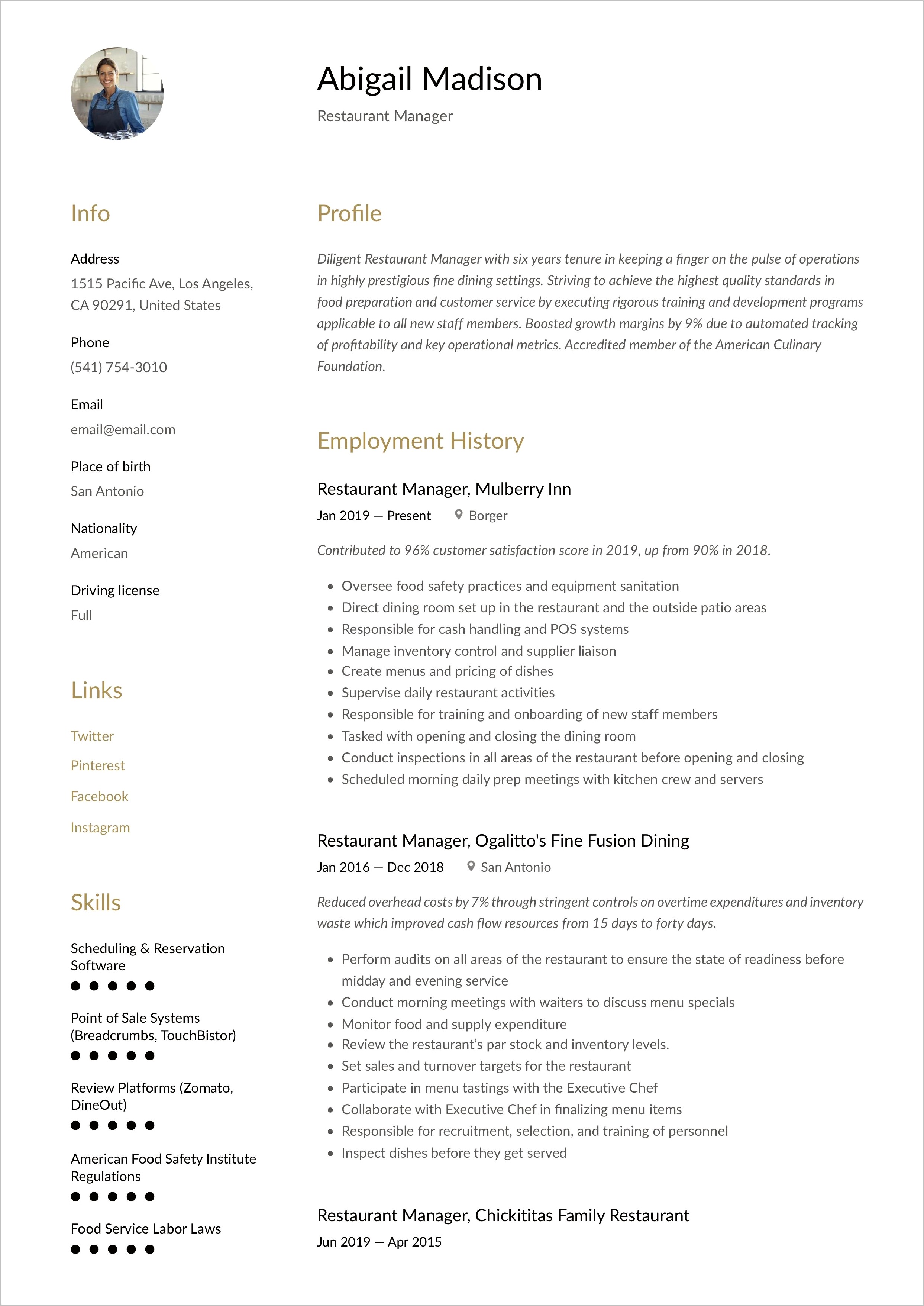 Restaurant Manager Resume Sample Scheduling - Resume Example Gallery