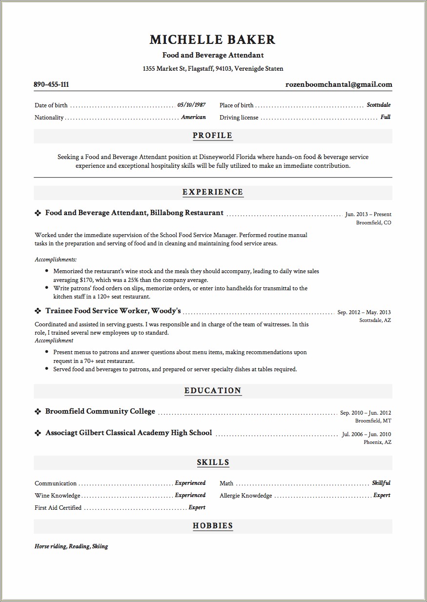 food-and-beverage-attendant-resume-example-resume-example-gallery