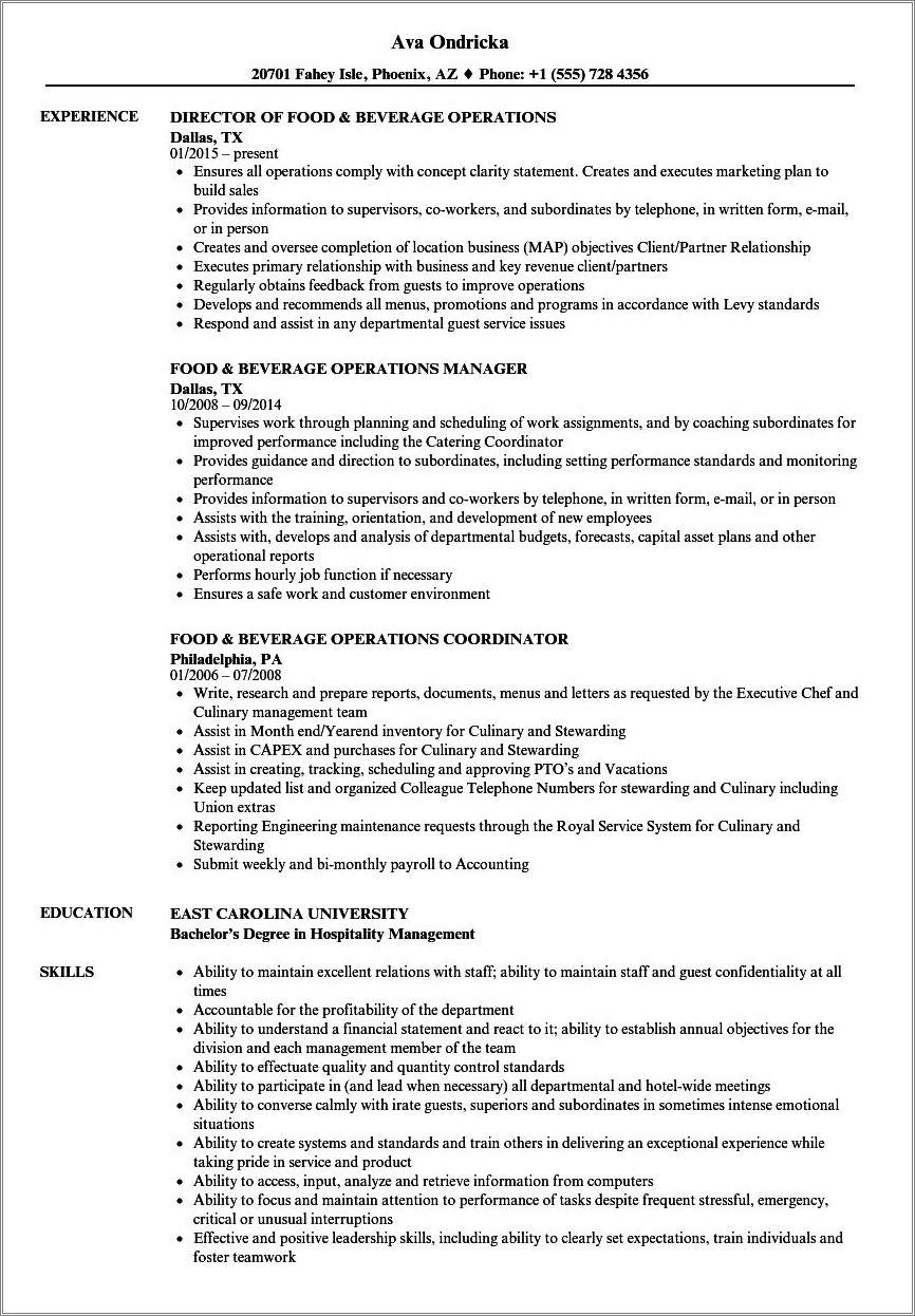 food-and-beverage-quick-service-resume-samples-resume-example-gallery