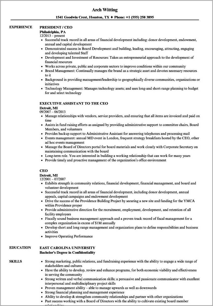 Sample Resume Non Profit Founder Resume Example Gallery