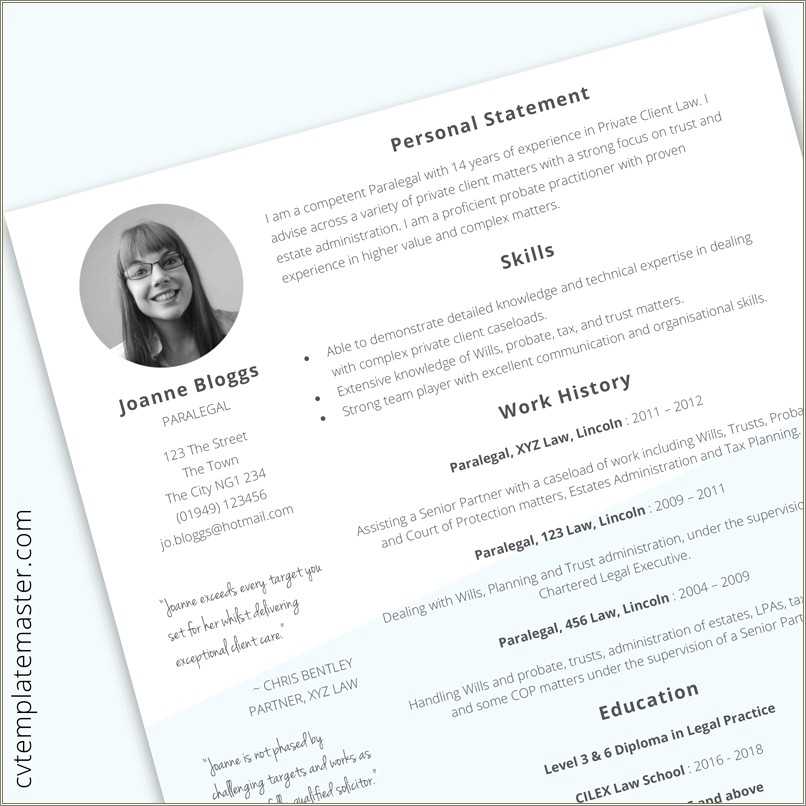 Free Downloadable Paralegal Resume Templates - Resume Example Gallery