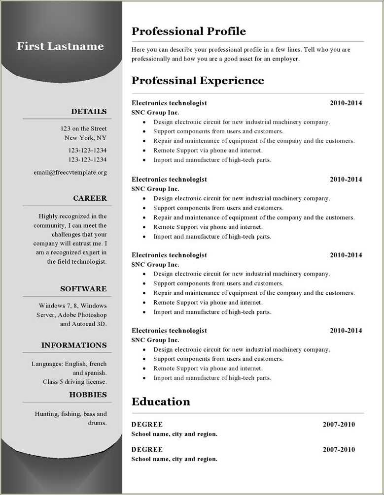 Free Microsoft Office Resume Templates 2014 - Resume Example Gallery