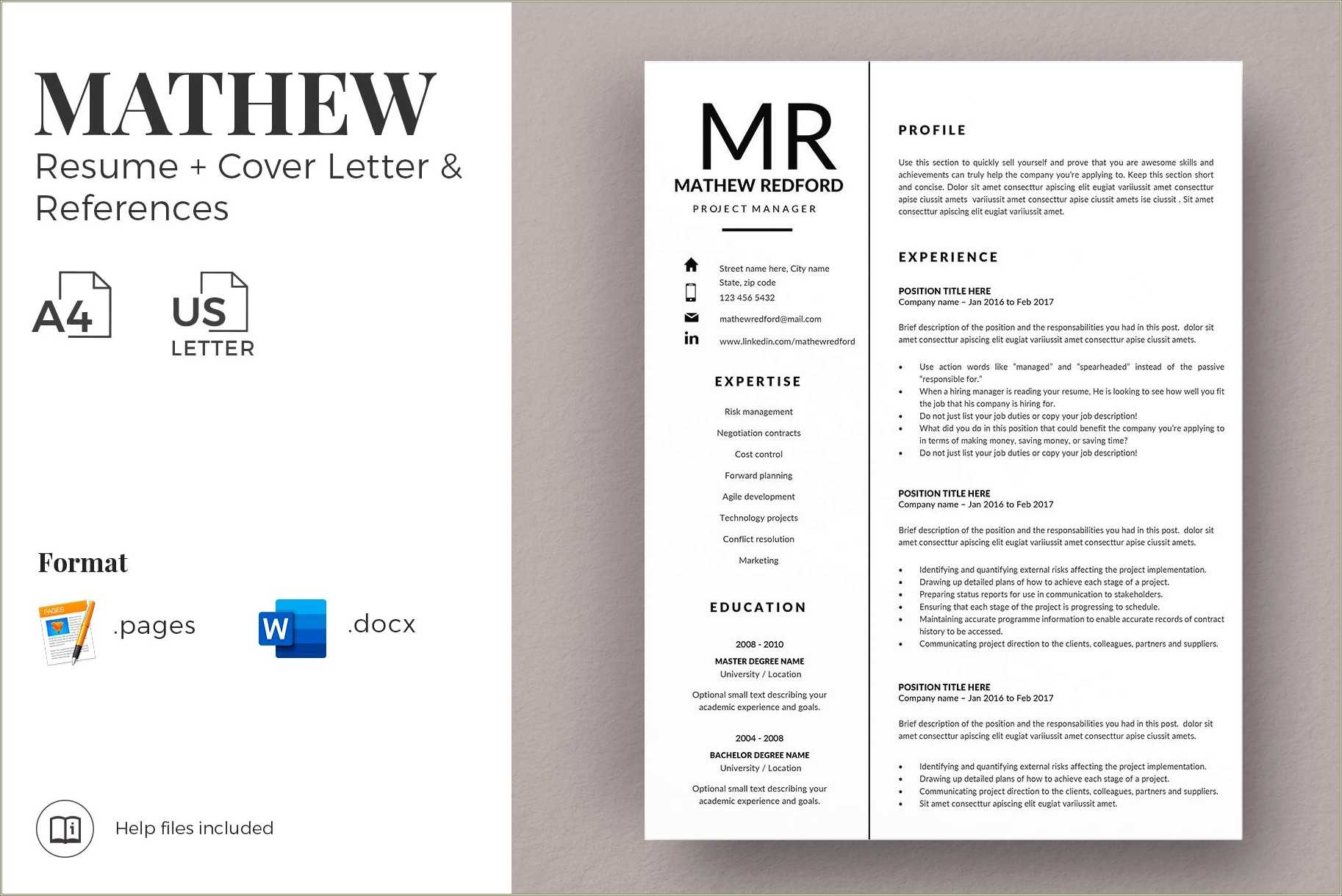 Free Project Manager Resume Template Microsoft Word Resume Example 