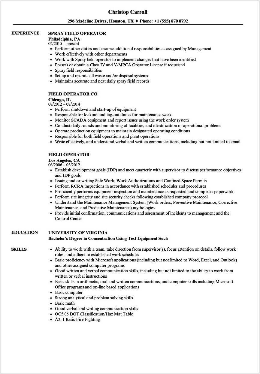 Free Resume Templates For Oil And Gas Industry - Resume Example Gallery