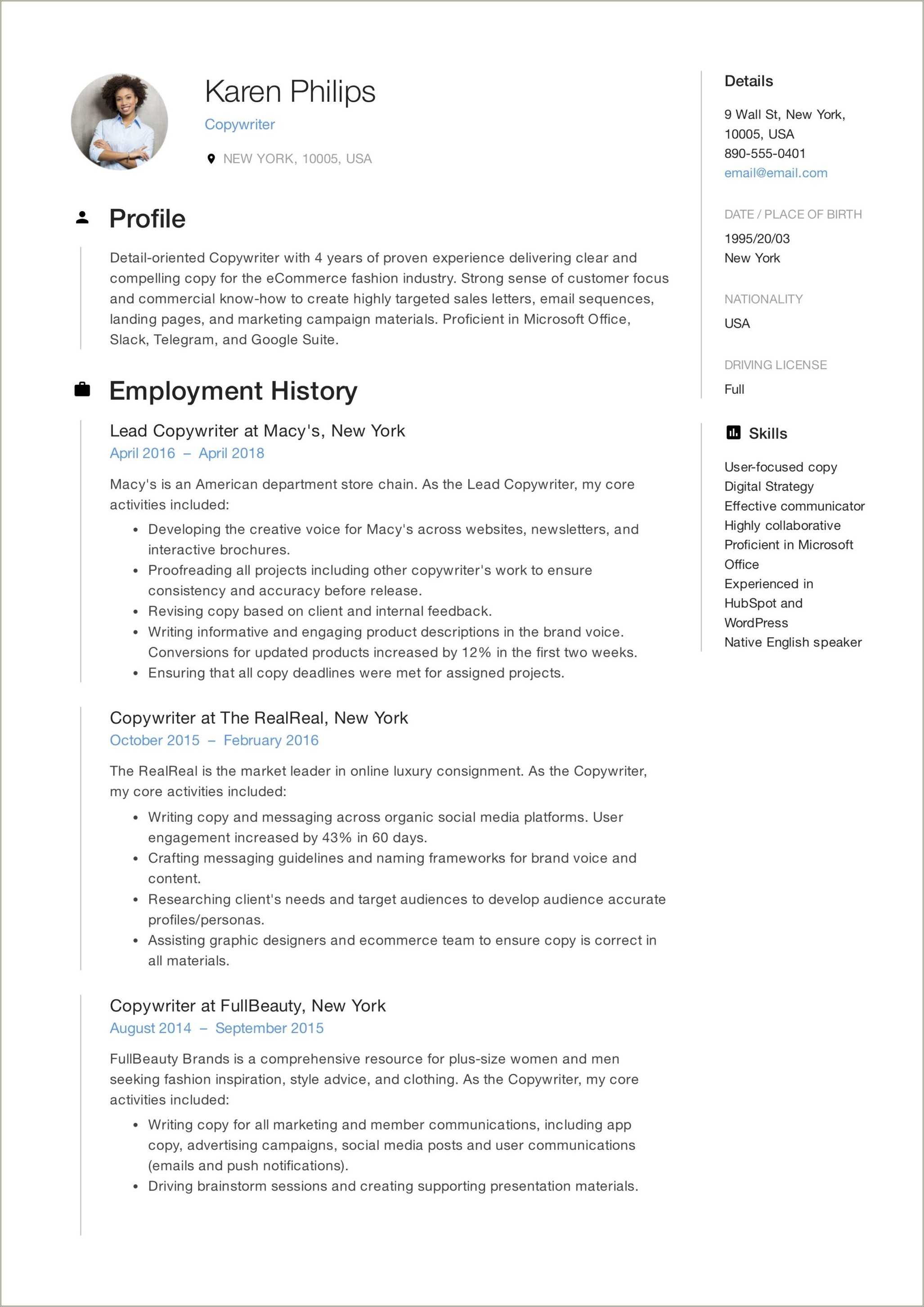 Free Resume Templates You Can Copy And Paste - Resume Example Gallery