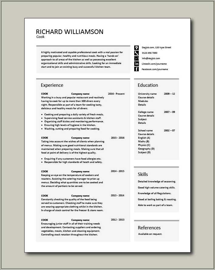 Sample Resume For Cafeteria Worker Resume Example Gallery