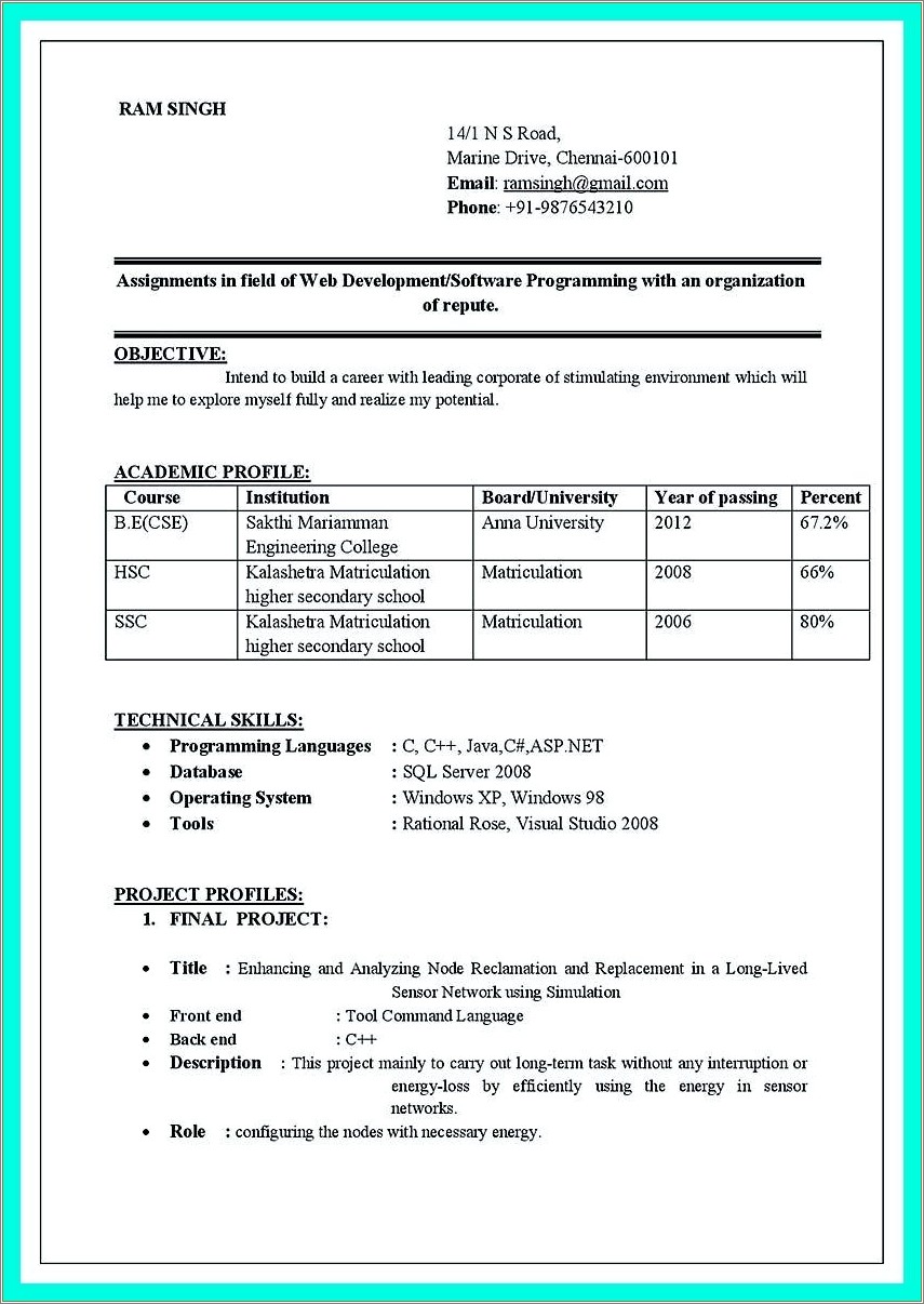 Sample Resume For Pharmacovigilance Fresher Resume Ex - vrogue.co