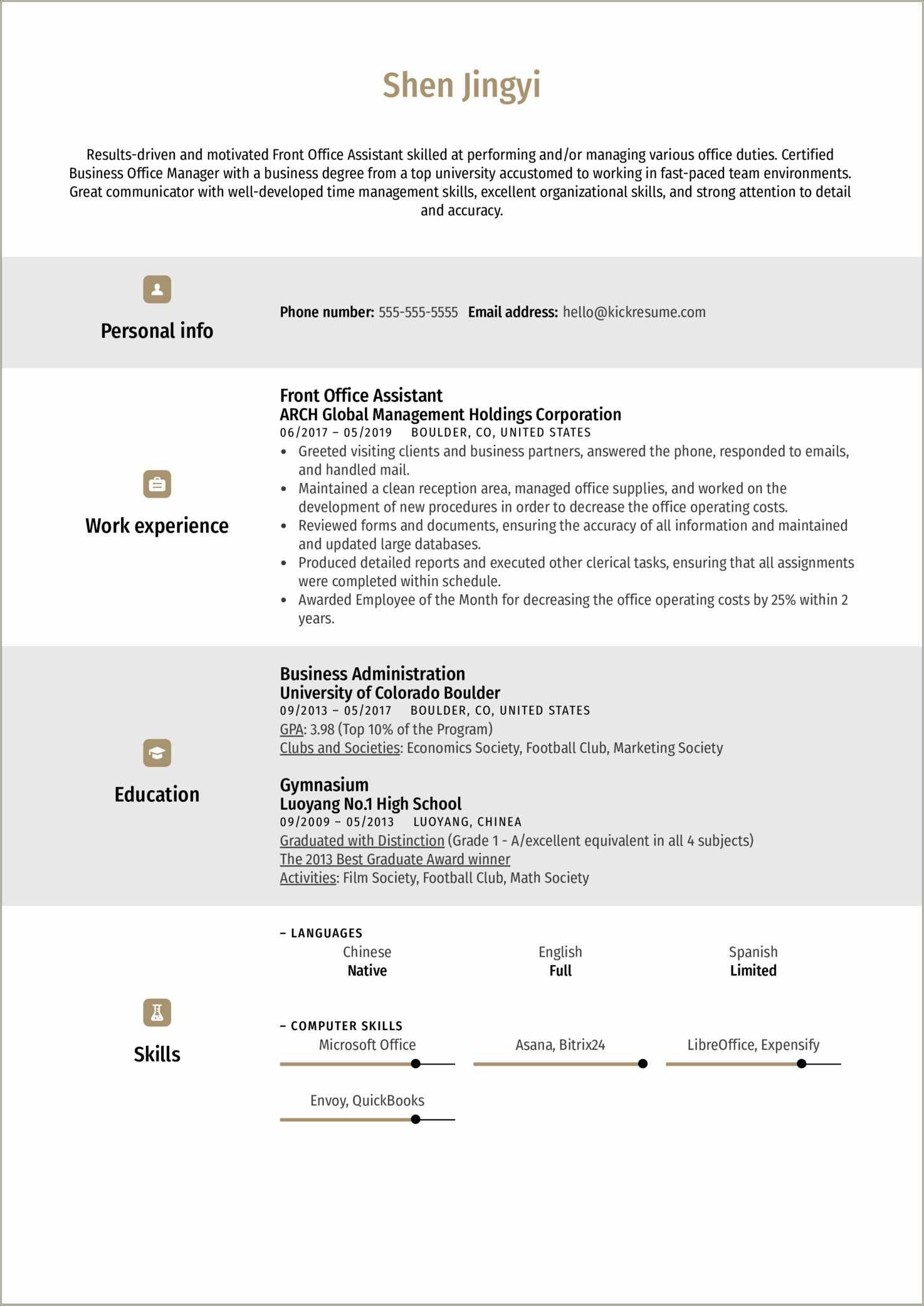 Front Desk Attendant Resume Example - Resume Example Gallery