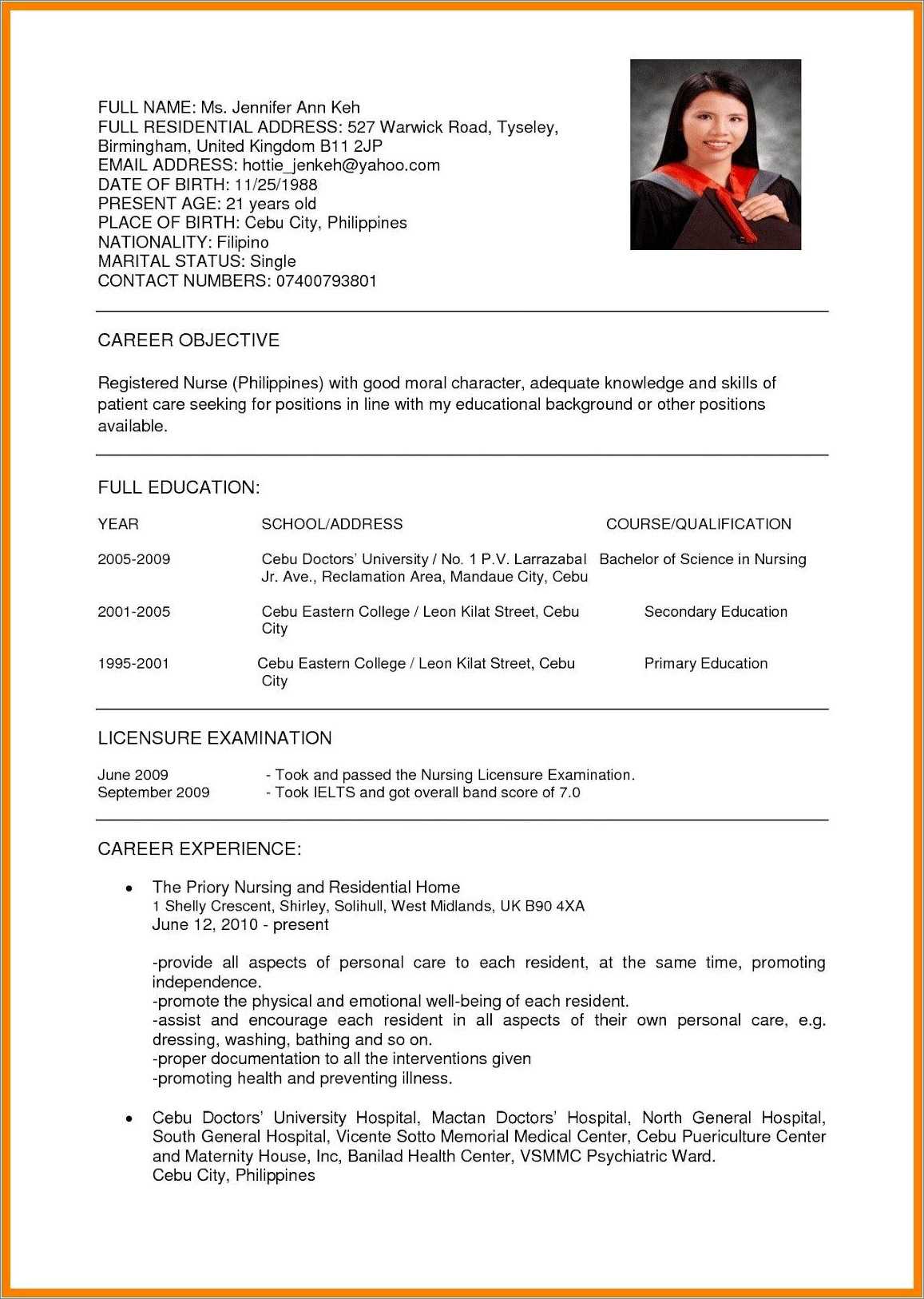 Staff Nurse Job Description Resume