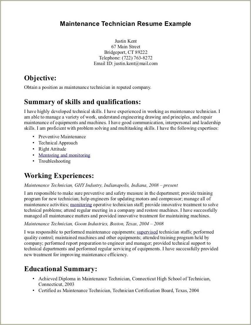 good-objective-for-maintenance-resume-resume-example-gallery