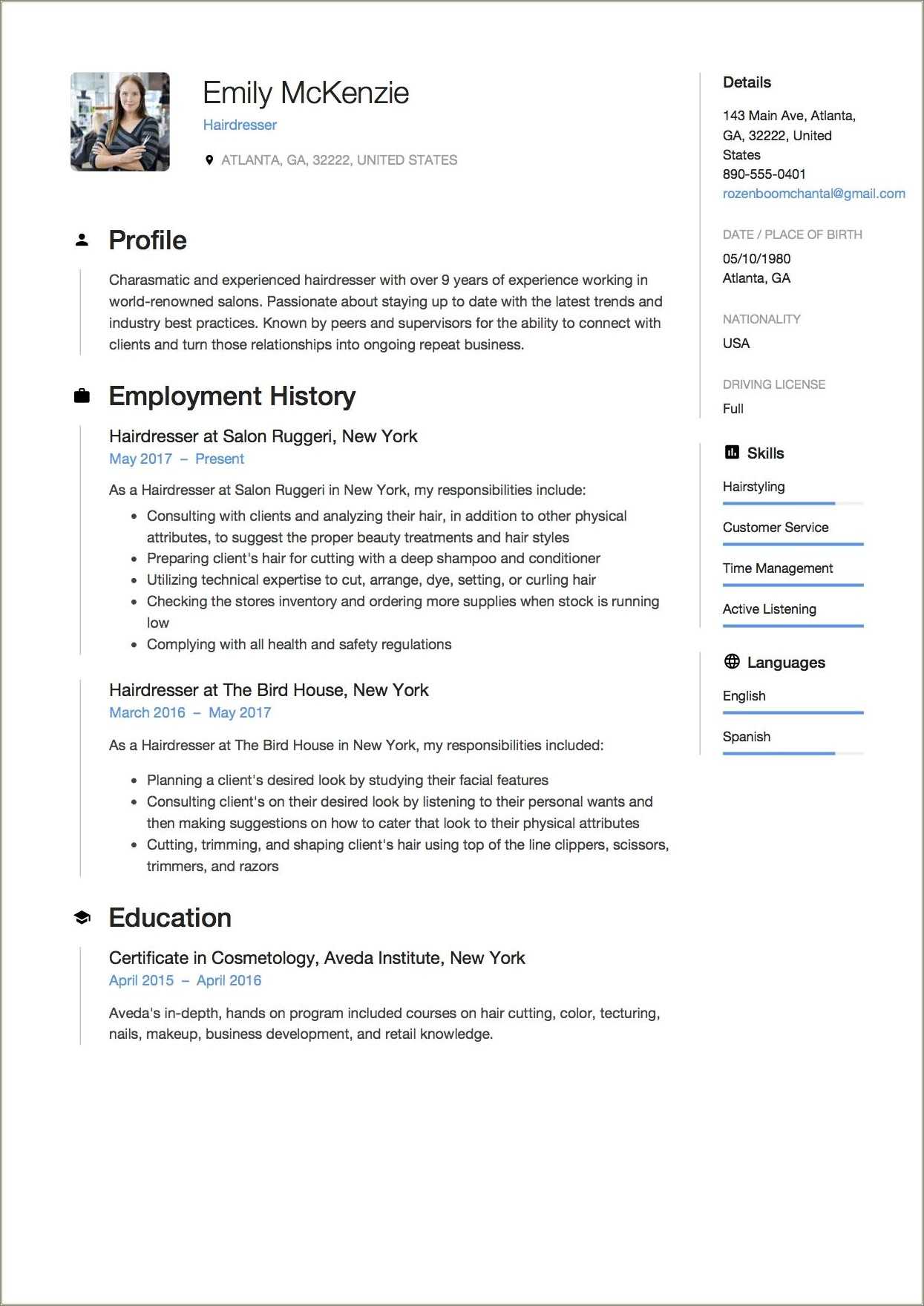 Good Service Industry Descriptions For Resume Resume Example Gallery