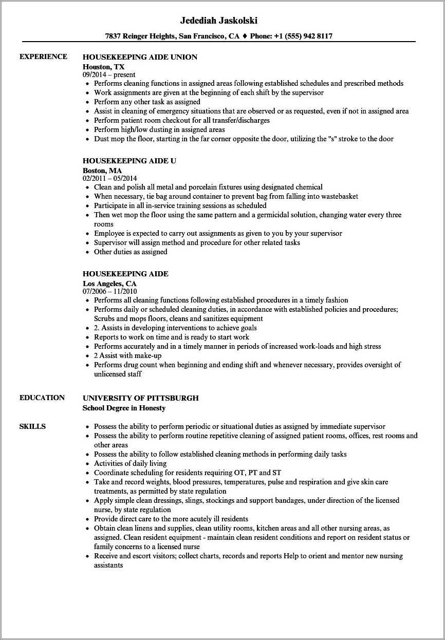 good-summary-for-housekeeping-resume-hospital-resume-example-gallery