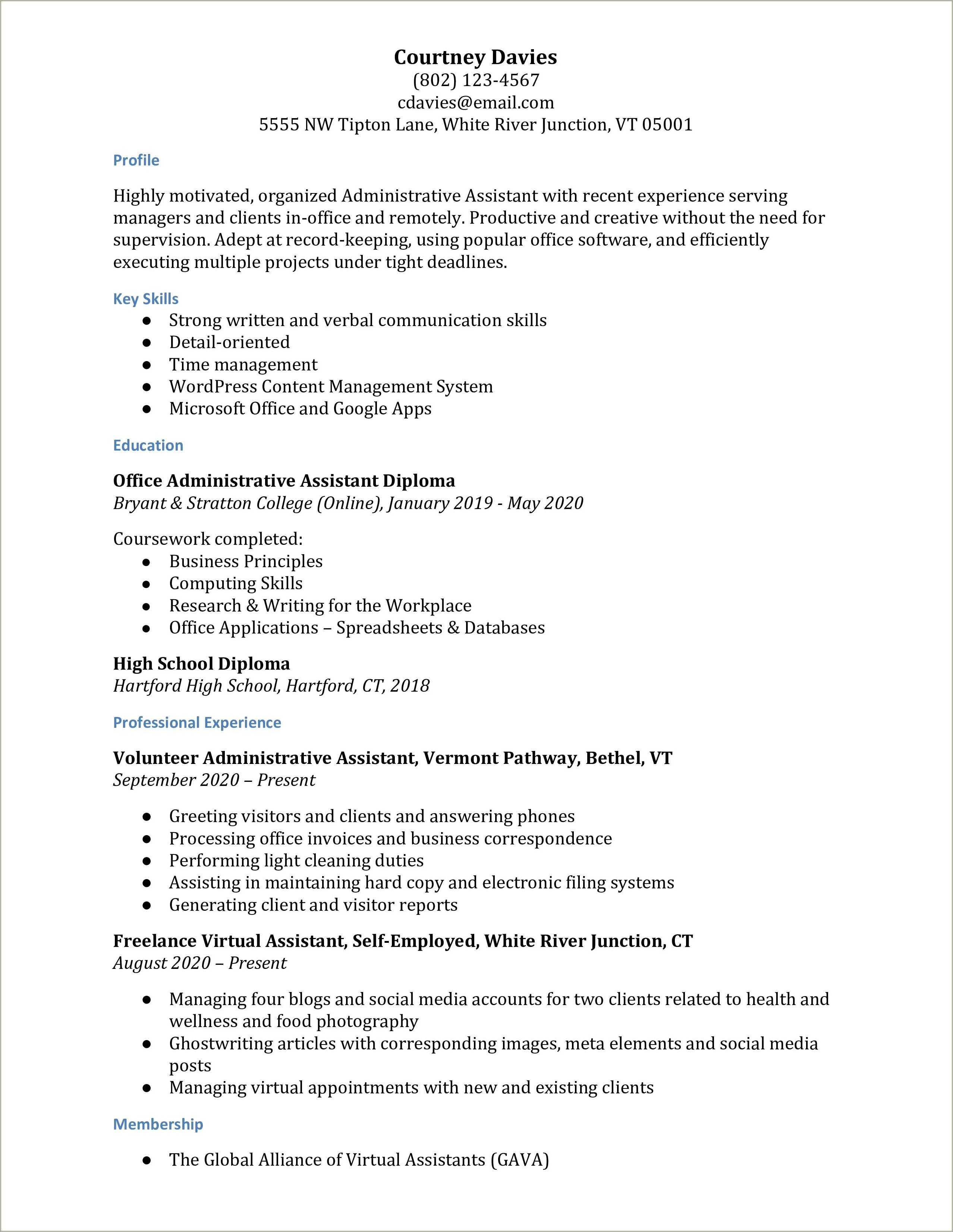 Excellent Verbal And Written Communication Skills Resume