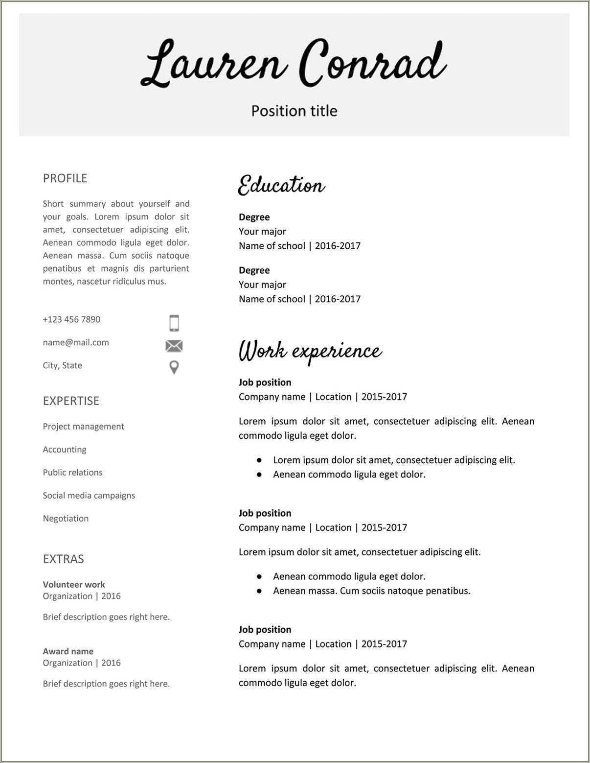 Resume Template Free Download Google Drive