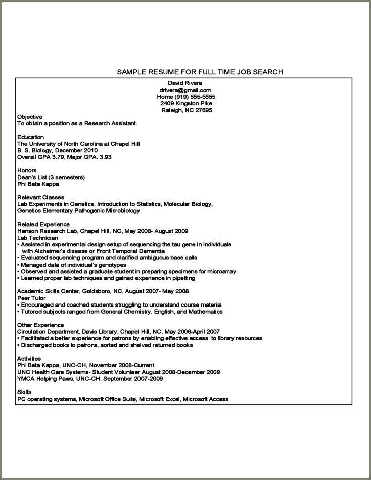 Resume Example For Double Major - Resume Example Gallery