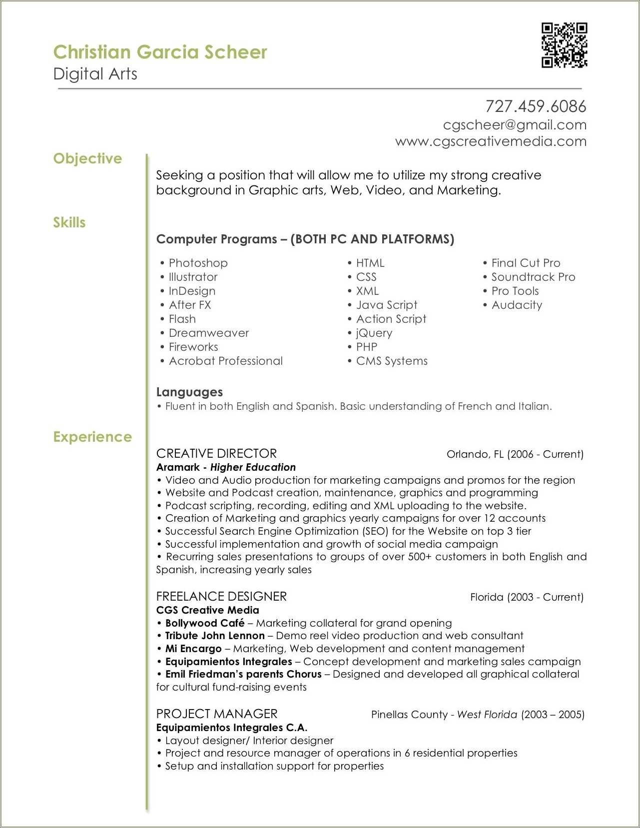 resume objective examples for designers