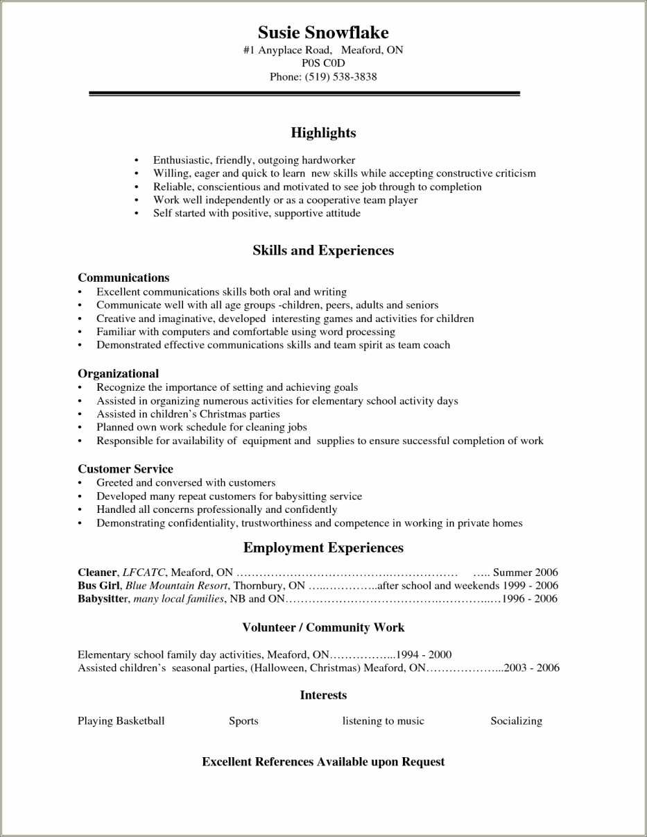 Great Examples Of High School Resumes - Resume Example Gallery