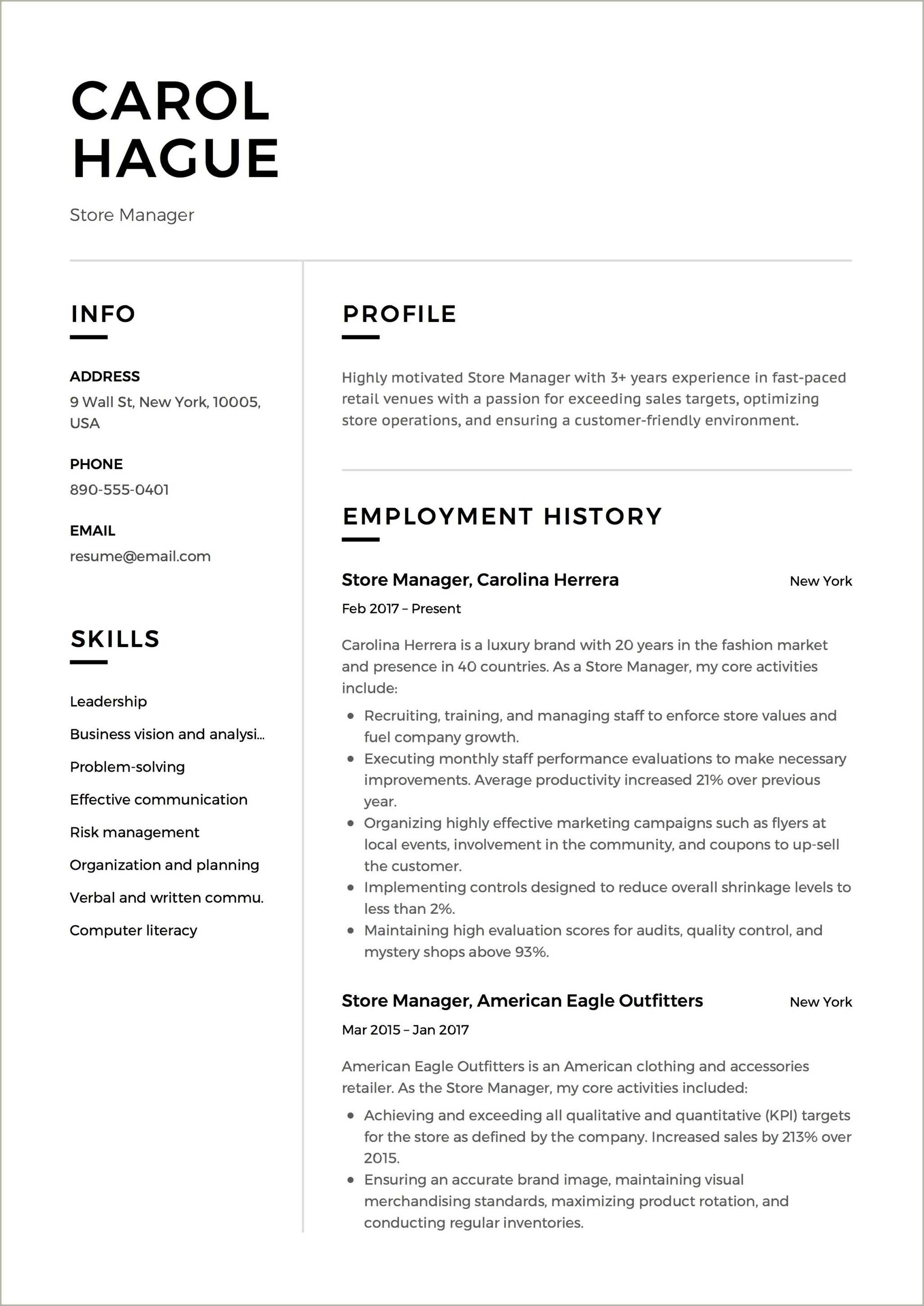 Grocery Store Dairy Manager Resume Resume Example Gallery