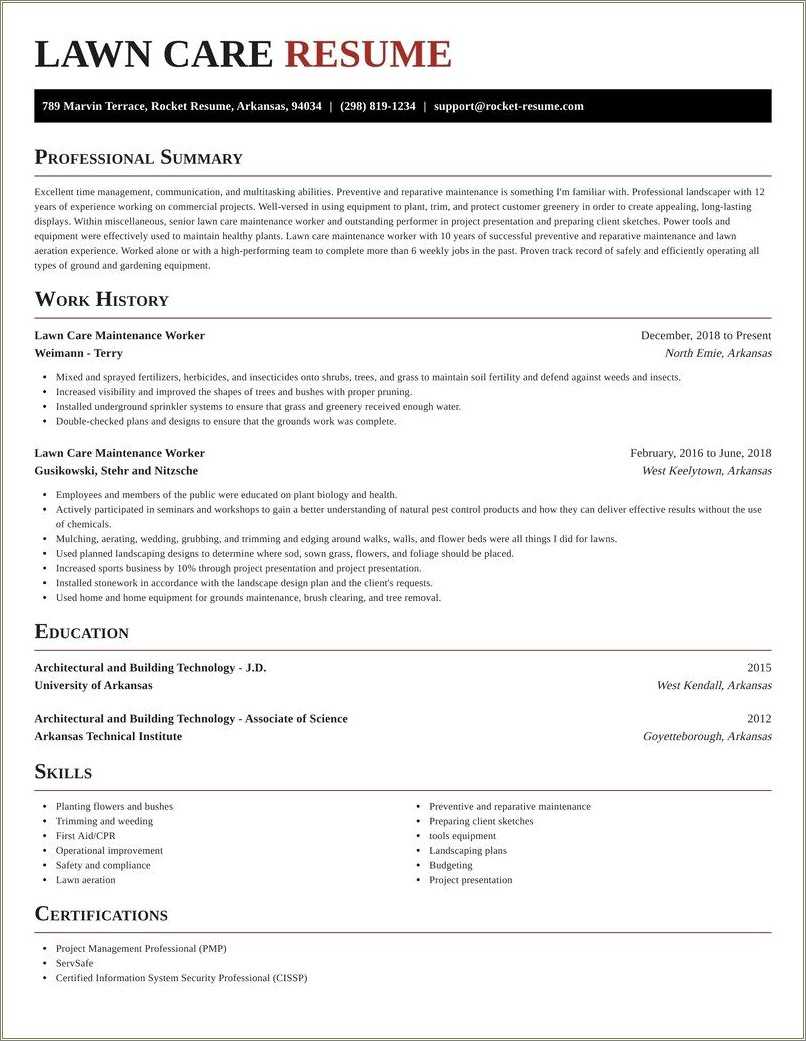 Sample Resume For Grounds Maintenance - Resume Example Gallery