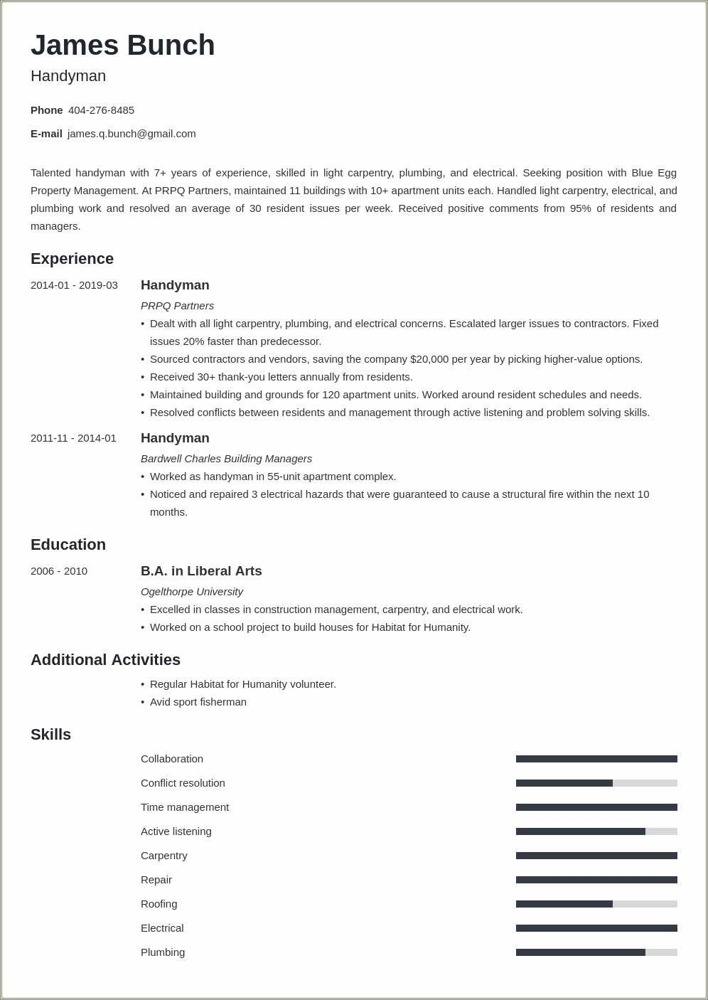 Habitat For Humanity Resume Example - Resume Example Gallery