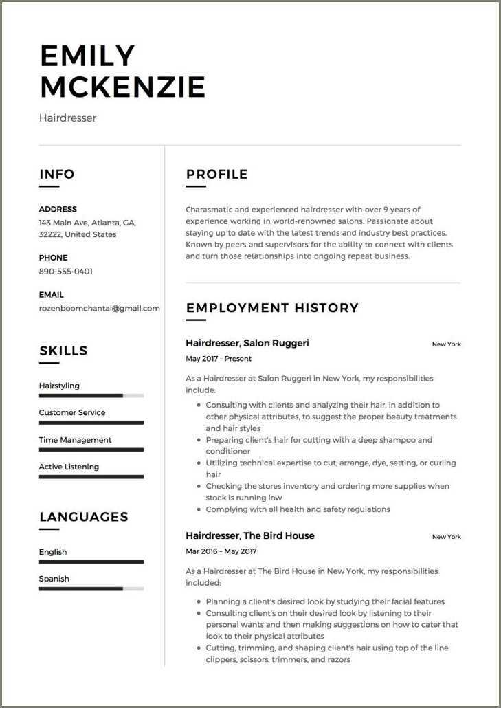 Hair Salon Receptionist Resume Samples - Resume Example Gallery